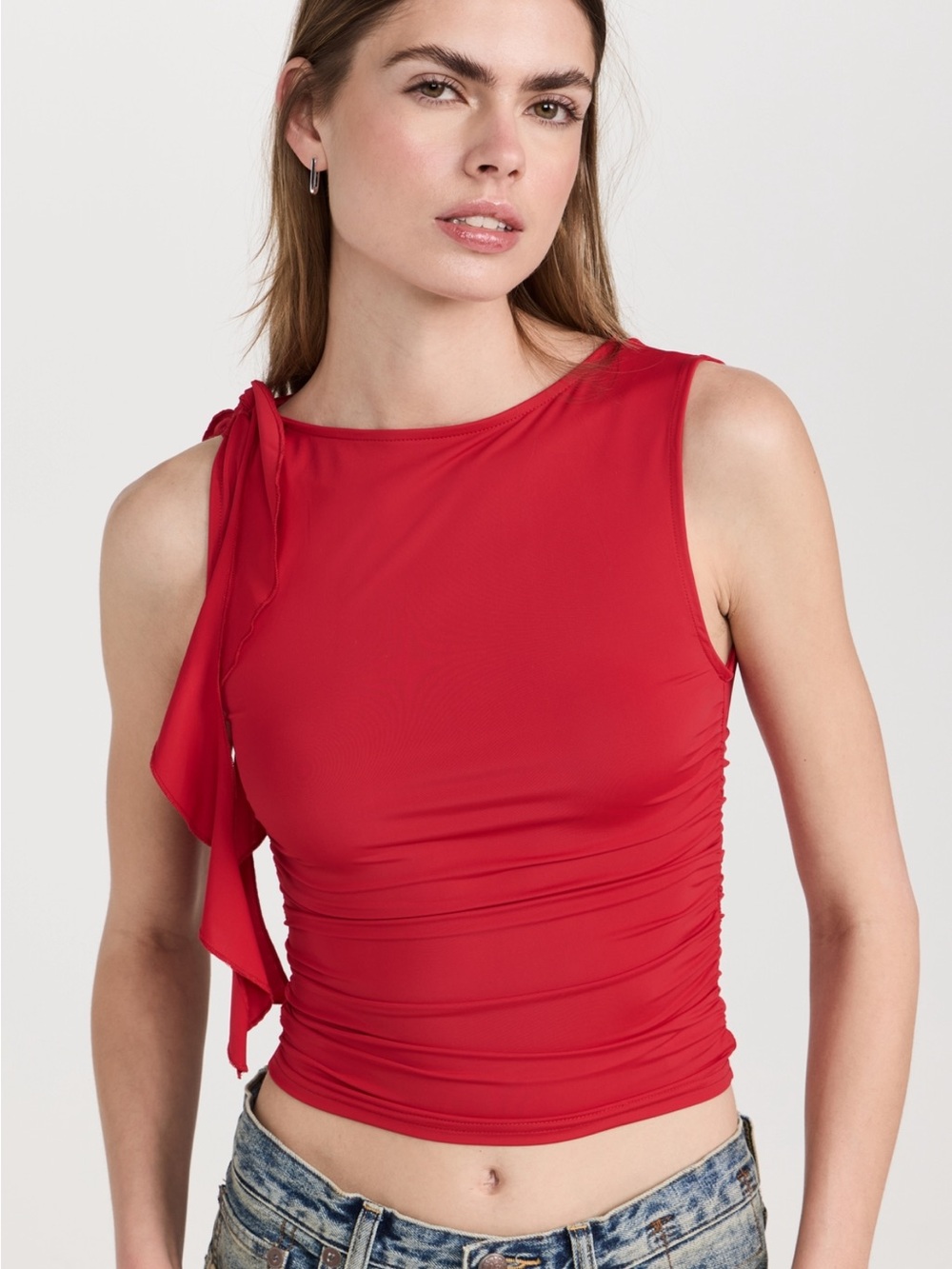 Lioness Red Sleeveless Tie-Shoulder Crop Top